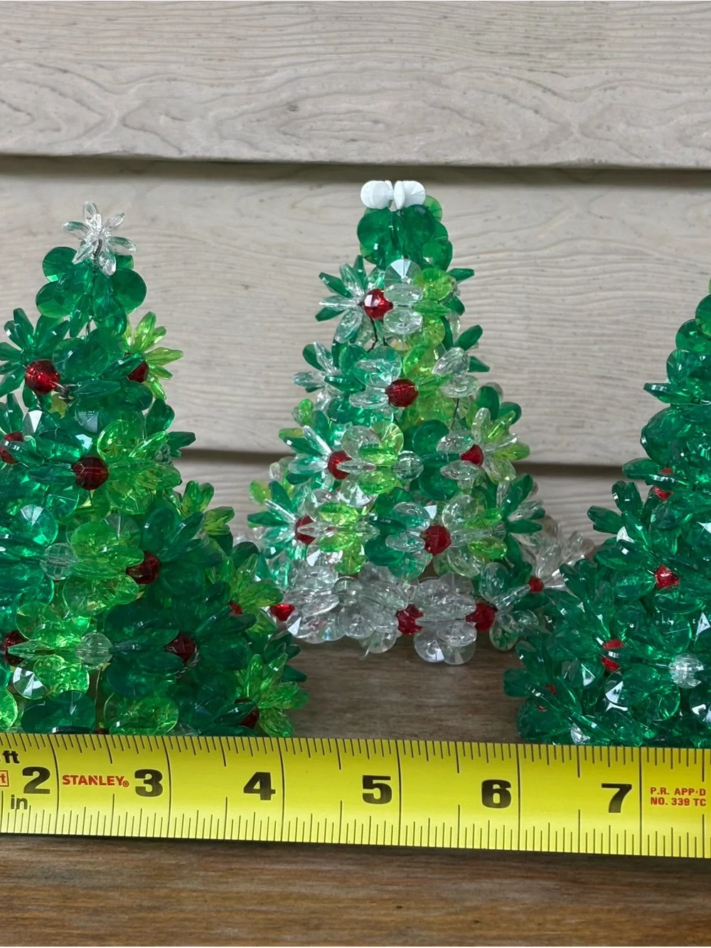 VTG handcrafted beaded Christmas tree decor, from the 1980s or 1990s.
